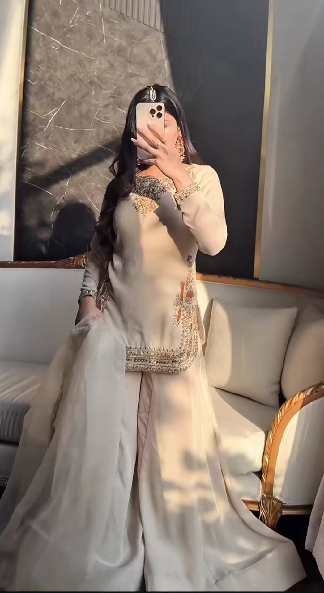 Luminous Ivory Zardozi-Crafted Suit